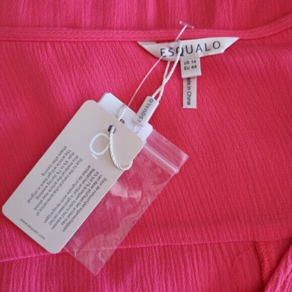 V-Neck Cross Over Side Tie Crinkle Blouse ESQUALO Sz 14 + - Picture 6 of 8